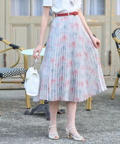 □Ivy rose pattern umbrella pleated skirt/an another angelus [49BG02p005]