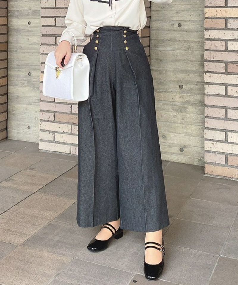 ゴールドダブル釦デニムマリンパンツ/an another angelus [49BH06q001