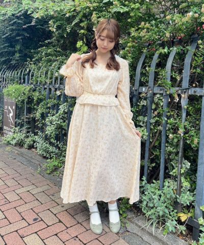 □シャーリング小花柄ワンピース/F&A [49CE03j001]