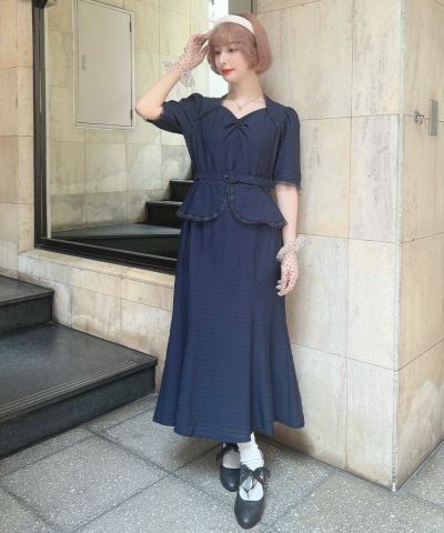 □ Lace peplum dress/an3 Limited [49DE02h002]
