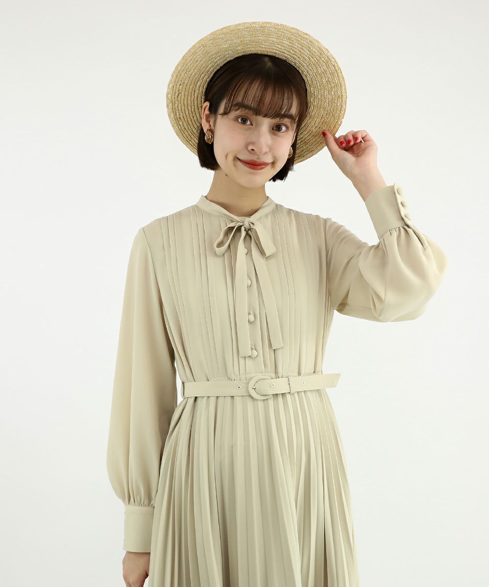 □カラープリーツボウタイワンピース/an3 Limited [49DE03j001] | F