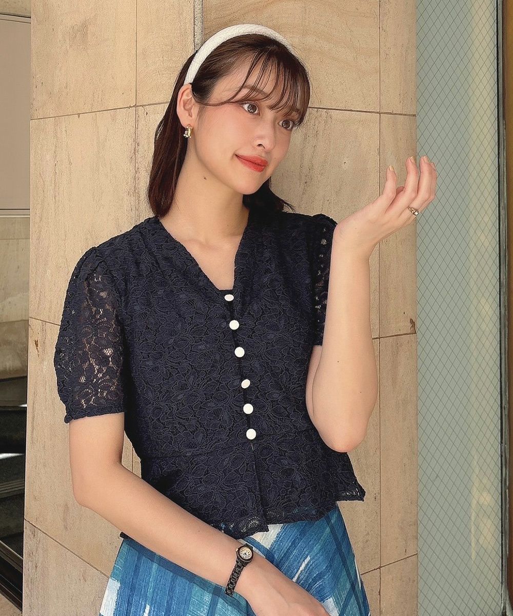 新品未使用 UNITED ARROWS ペプラムブラウス C/N AIRY（□総レース 