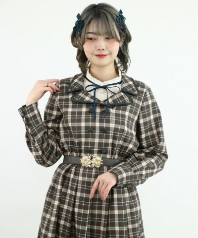 brown×green / 160cm / layered with blouse / belt arrangement