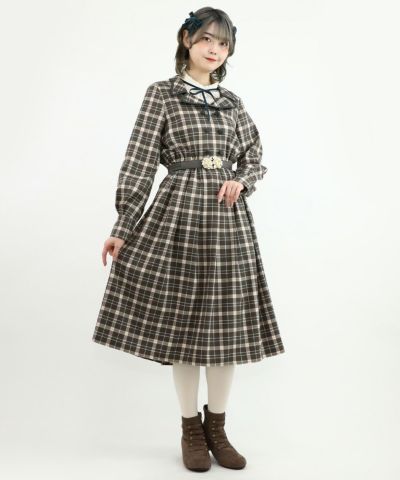 brown×green / 160cm / layered with blouse / belt arrangement