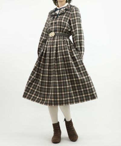 brown×green / 160cm / layered with blouse / belt arrangement