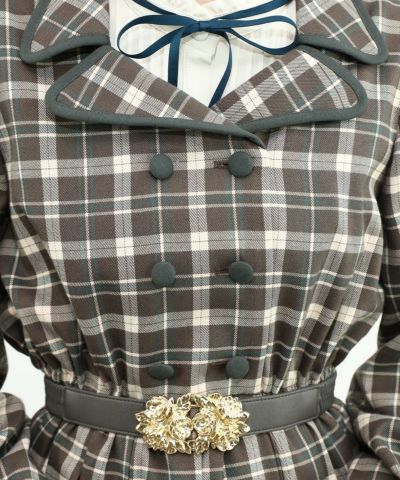brown×green / 160cm / layered with blouse / belt arrangement