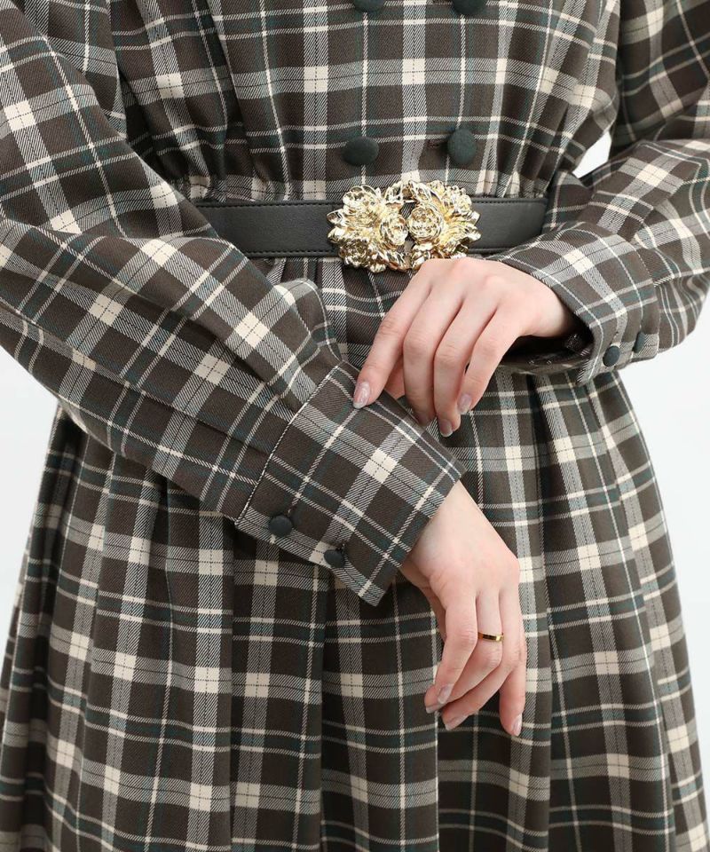 brown×green / 160cm / layered with blouse / belt arrangement