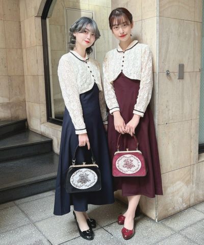 Piping lace jacket layered dress/an3 Limited [48DE03j008]