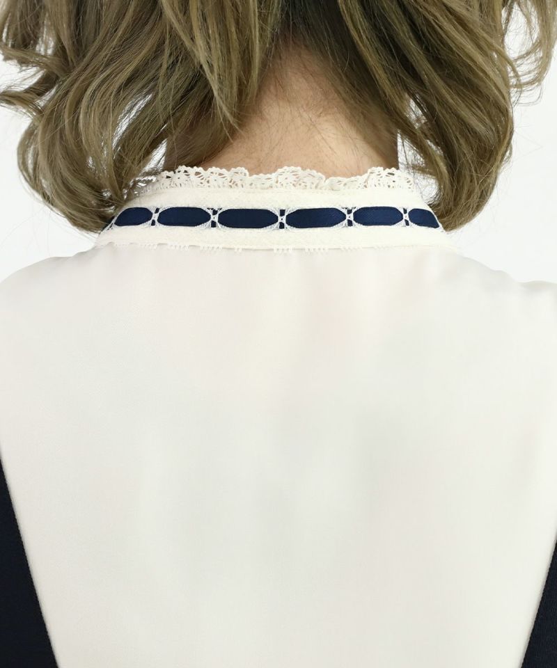 はしごリボンスタンドカラーブラウス/F i.n.t [49AF02j002] | F i.n.t