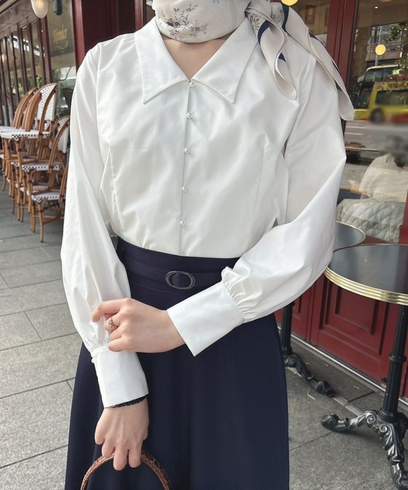 □パール釦Vネックシャツ/an another angelus [49BF01j006] | F i.n.t