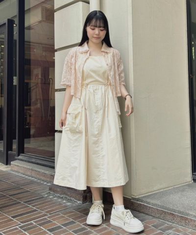 Lace drawstring denim jumper skirt/F i.n.t [49AE05f008]