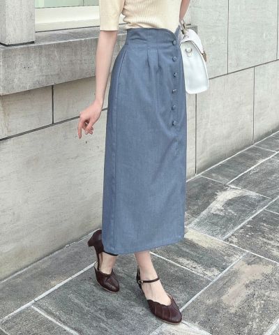 □Front button high waist tight skirt/an another angelus [49BG01p006]