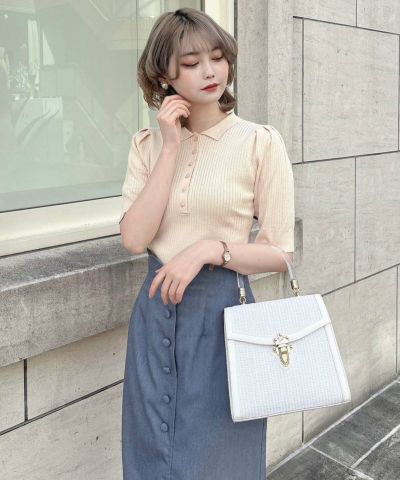 □Small collar knit polo/an another angelus [49BJ07h004]