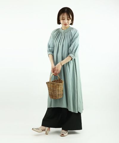 Gardenia dyed shirred smock dress/COUPE LE COEUR [49PE03i002]