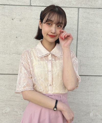 □All lace cropped shirt/F i.n.t [49AF01h014]