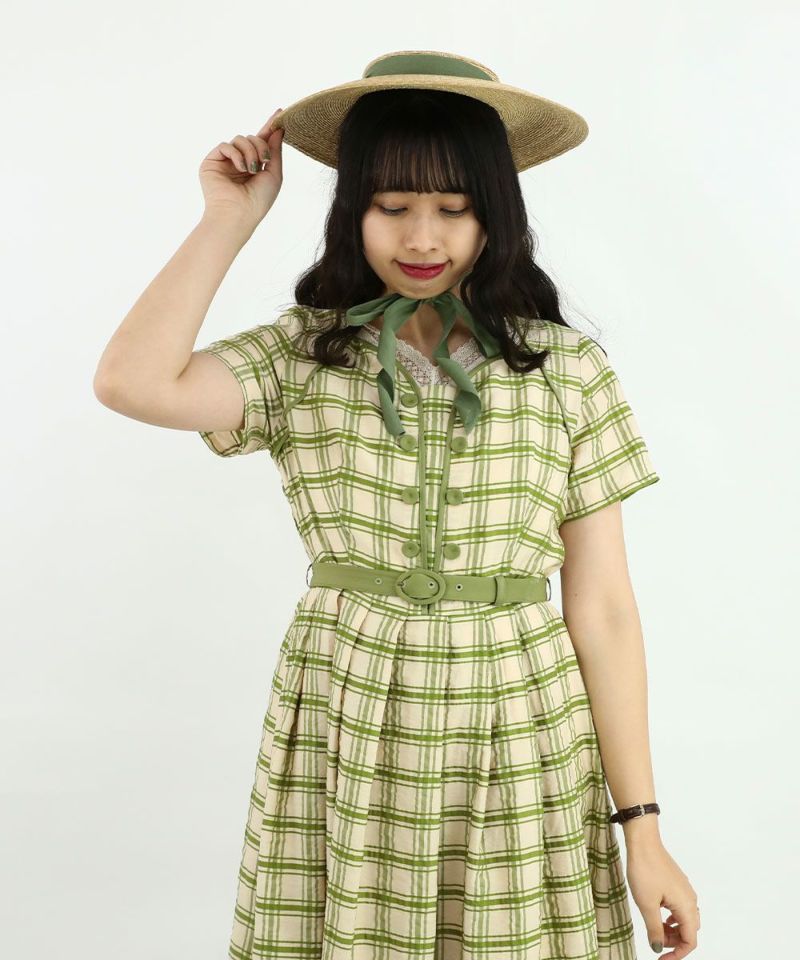 green×beige / 157cm / Layered with lace inner