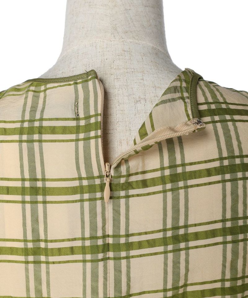 Back zipper (green×beige)