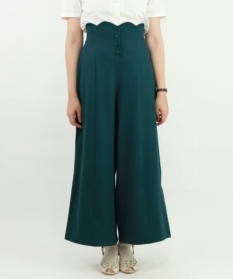 ハイウエストスカラップワイドパンツ/an another angelus