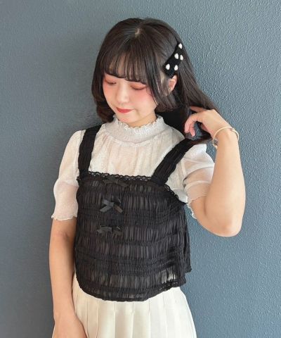 □Front petite ribbon shirring bustier/F i.n.t [49AF03f016]
