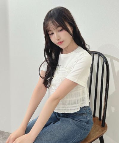 □Front petite ribbon shirring bustier/F i.n.t [49AF03f016]
