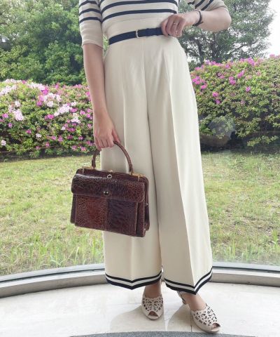 □Bicolor line wide pants/an another angelus [50BH03q006]