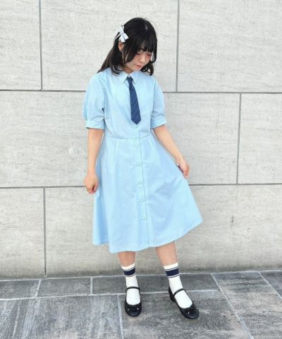 □Multi-stripe shirt dress with tie/F i.n.t [50AE02h017]