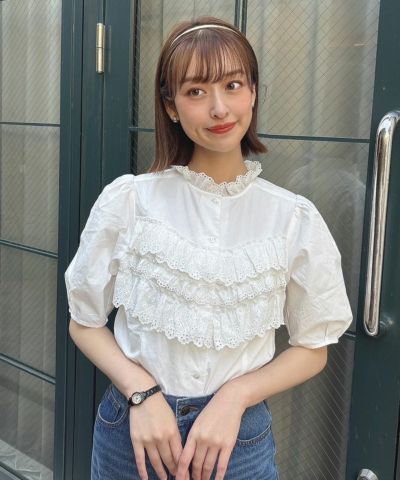 □Bustier-style cotton lace blouse/F i.n.t [50AF02h021]