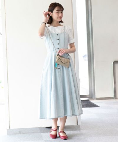 □Front button denim flare camisole dress/an another angelus [50BE04f012]