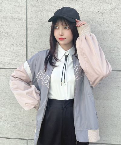 □Front logo embroidered stadium jacket/F i.n.t [51AD02j003]