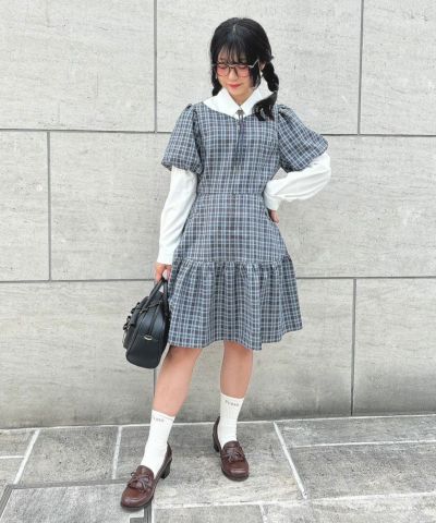blue×brown / 150cm / Layered with a blouse