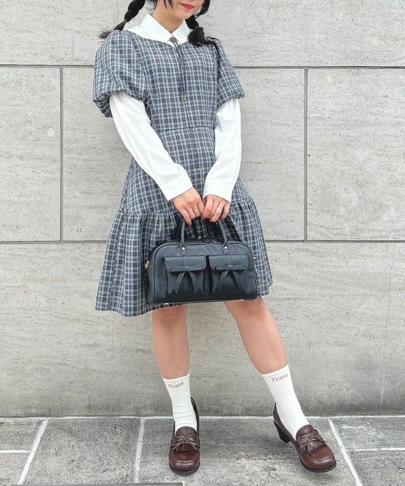 blue×brown / 150cm / Layered with a blouse