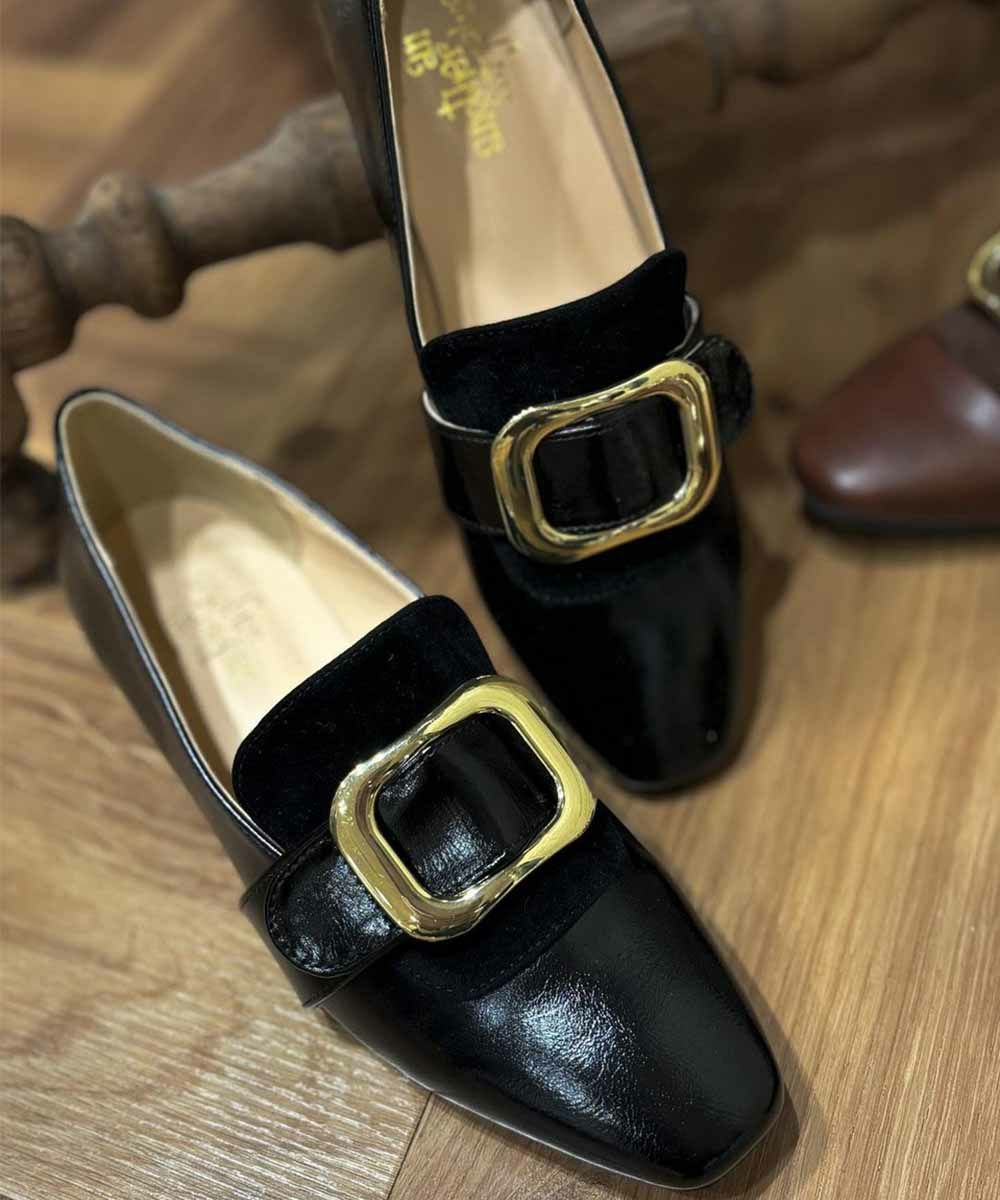 黒 クロコダイル ドレスシューズ バックル付き 堅苦しく 