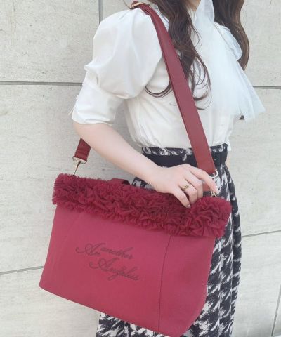 □Volume tulle frill canvas tote/an another angelus [51BC01a001]