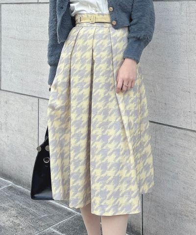 □Hand-painted houndstooth tuck skirt/an another angelus [51BG02p002]
