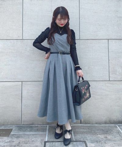 □ Cache-coeur tuck camisole dress / an3 Limited [51DE02f002]