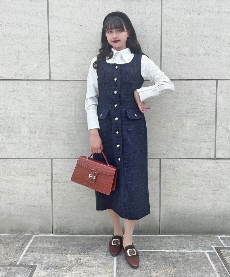 □ゴールド釦ツイードジャンパースカート/an3 Limited [51DE04f001