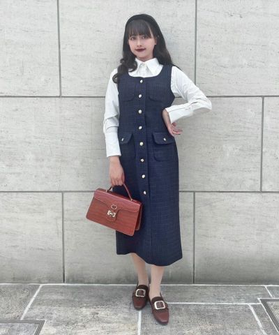 □Gold button tweed jumper skirt/an3 Limited [51DE04f001]