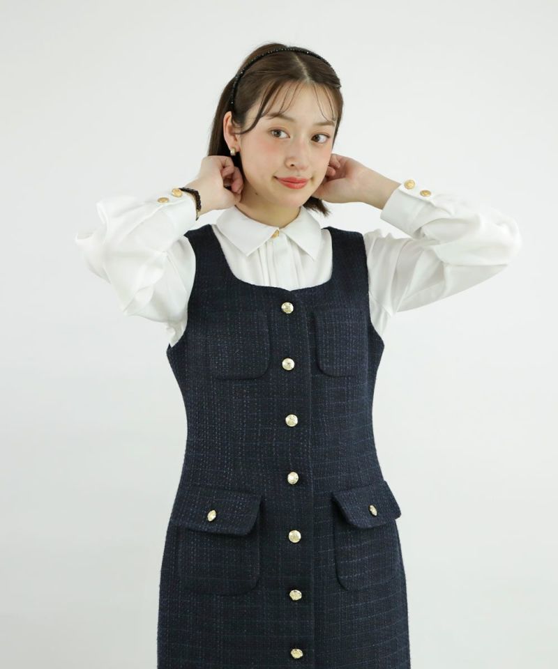 □ゴールド釦ツイードジャンパースカート/an3 Limited [51DE04f001