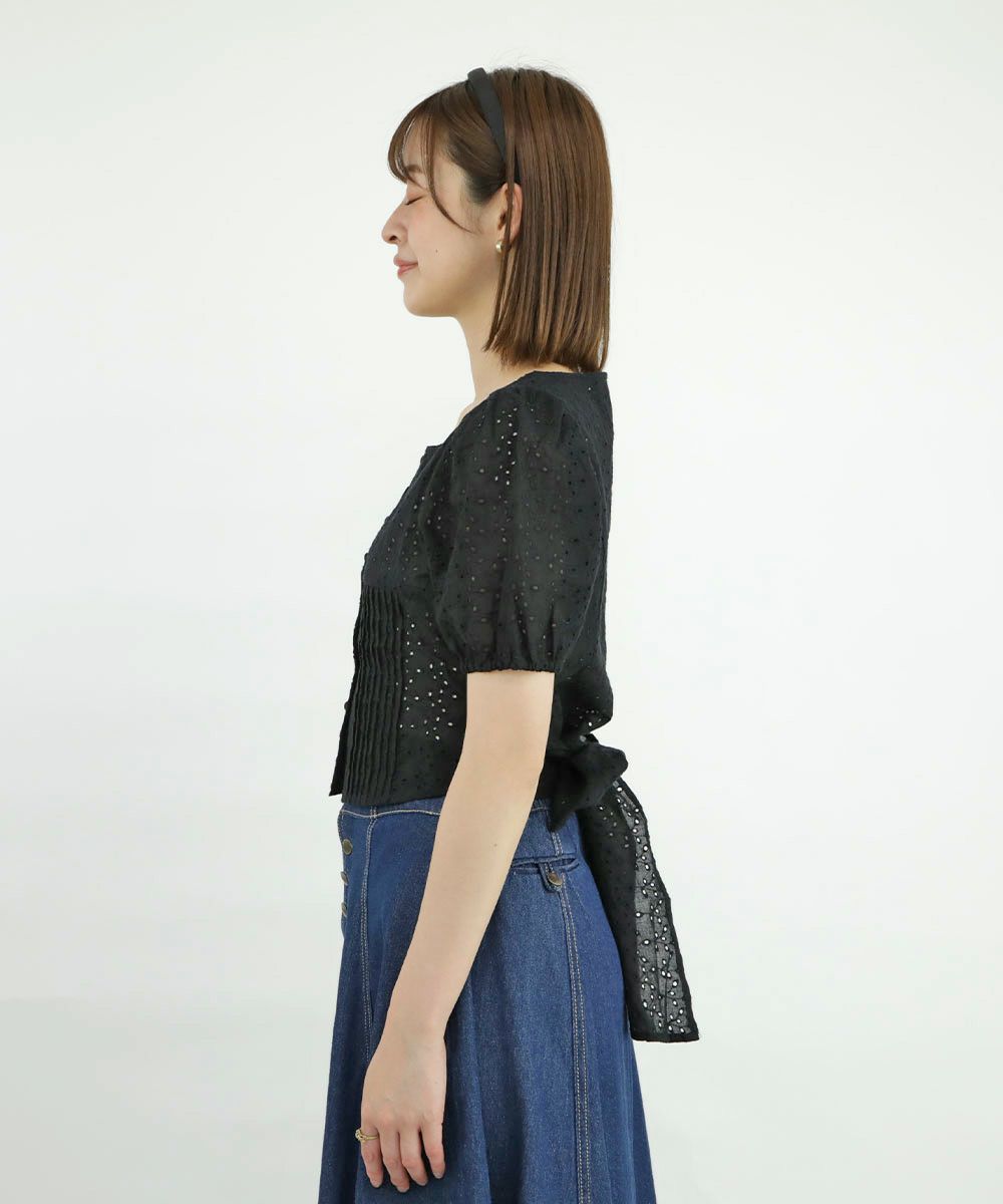 □バックリボンコットンレースブラウス/an another angelus