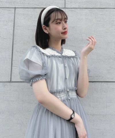 □Lace yoke tulle gown dress/an3 Limited [50DE03h006]