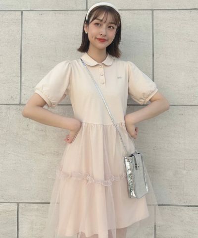 □Tulle docking polo dress/F i.n.t [50AE06g019]
