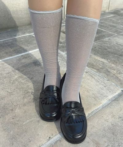 □Sheer lame high socks/F int [51AB06s006]