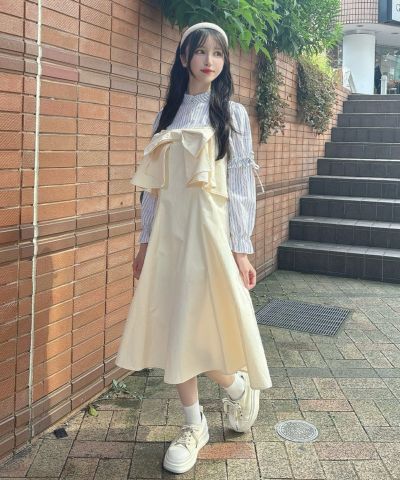 □Big ribbon denim camisole dress/F i.n.t [51AE05f006]