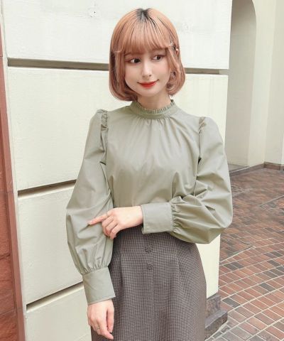 □Frilled stand-up collar pullover blouse/an another angelus [51BF02j005]
