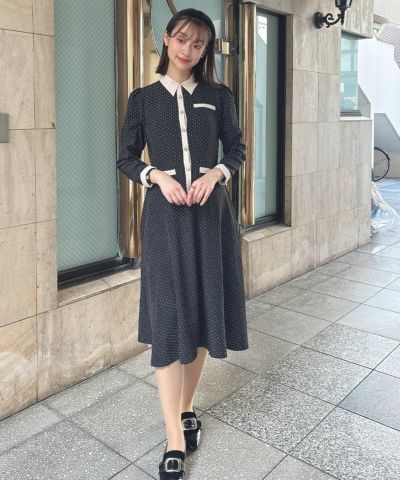 □Bicolor retro shirt dress/an another angelus [51BE02j005]