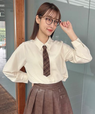 □ Checkered long-sleeved shirt with tie/F i.n.t [51AF01j007]