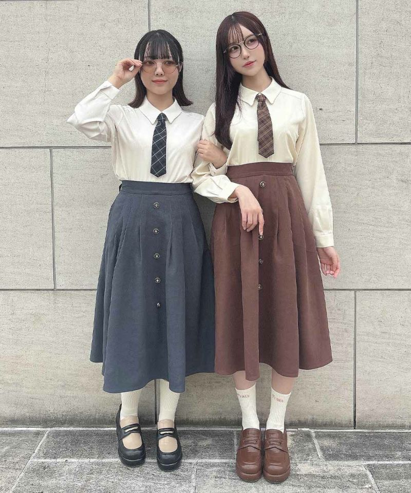 セブンテン ミリタリー フレアスカート 23AW ポケット ブラウン しなやかスエード ラウンドポケットフレアスカート