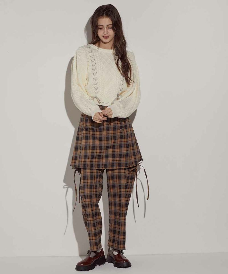 beige×black / 168cm / Layered with a skirt