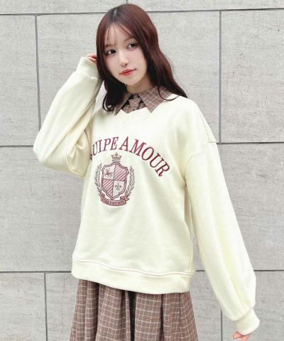□College logo embroidered sweatshirt/F int [52AI03j009]