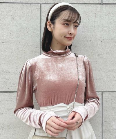 □ハイネックベロアパフスリーブトップス/F&A [52CI02j001]